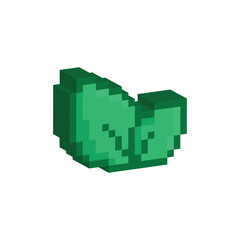 Fototapeta premium isometric pixel Leaf icon. Vector pixel art eco 8 bit logo for game