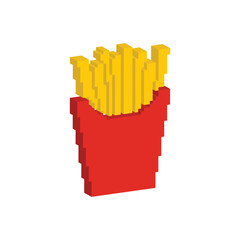 Fototapeta premium isometric pixel French fries icon vector fast food art element for 8 bit game