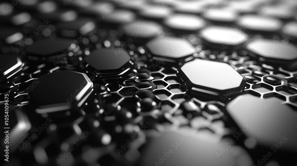 Poster abstract black and white hexagonal pattern