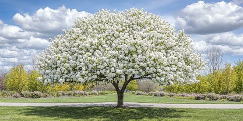Stunning White Blooming Tree in Springtime