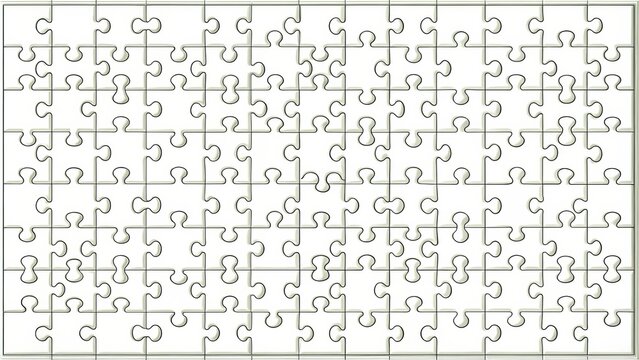 A blank jigsaw puzzle with many pieces that need to be assembled to create a whole image