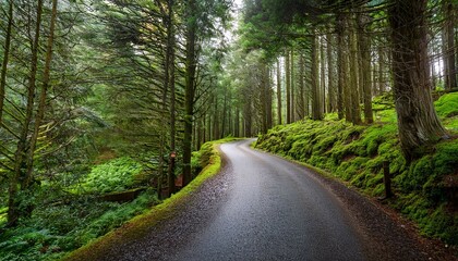 Fototapeta premium Road between forest landscapes