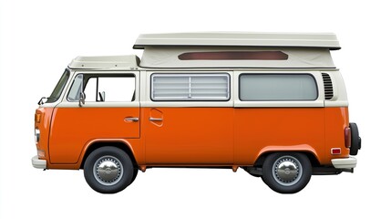 Fototapeta premium Camper car or van in a flat design style isolated on white background. Concept of travel and adventure.
