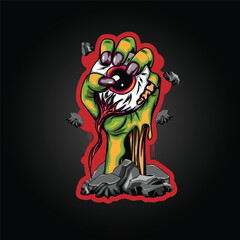 zombie hand vector holding eye ball illustration art