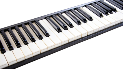 Digital piano keys isolated with transparent background