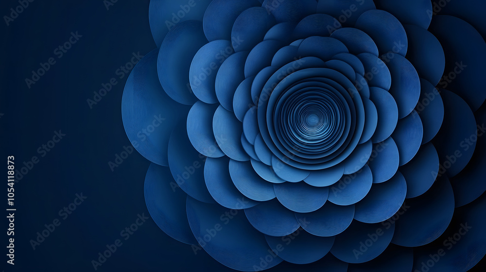 Poster a dark blue background with a circular design in the center a separate image features a blue backgro