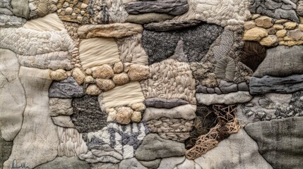 Fototapeta premium Textured Abstract Art - Collage of Fabrics