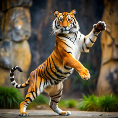 Fototapeta premium imagine a tiger doing dance