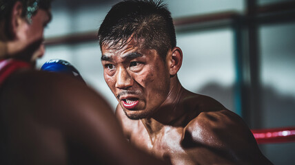 Intense moments in the ring capturing the raw emotion and power of a boxing match between two dedicated athletes