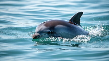 A Vaquita dolphin swimming in the Gulf of California, one of the rarest marine mammals in the world