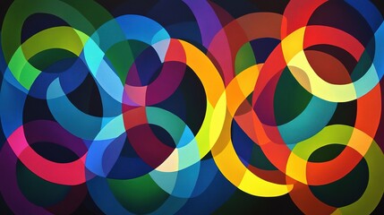 Obraz premium A vibrant abstract background with a geometric design of colorful, interlocking circles