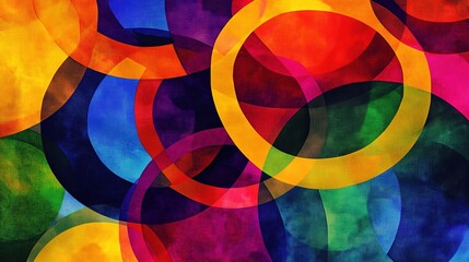 Obraz premium A vibrant abstract background with a geometric design of colorful, interlocking circles