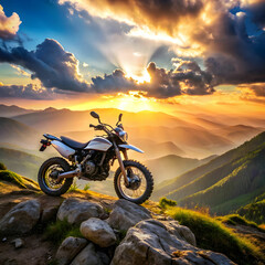Obraz premium motor bike on mountain