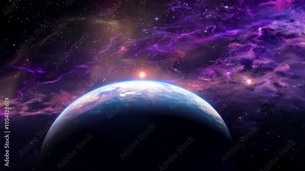 Wall mural window space background time-lapse video animated looping spaceship view science planet station ship