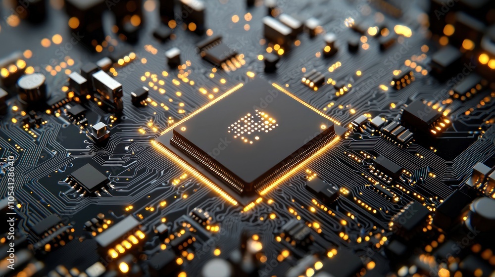 Poster illuminated central processing unit on circuit board