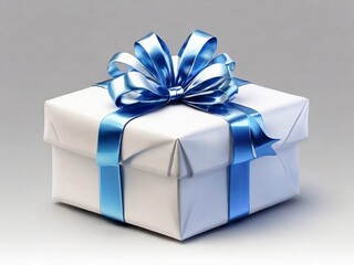 Obraz premium Beautifully Wrapped White and Blue Holiday Present