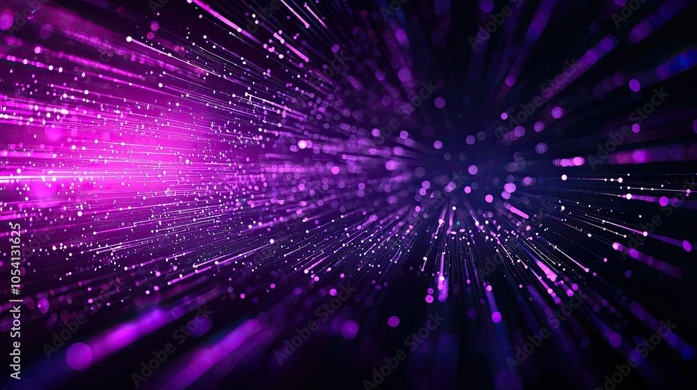 Poster vibrant purple light beams radiate from a central point, creating a dynamic effect.