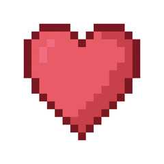 Obraz premium Red heart in pixel art style on a white background. Vector