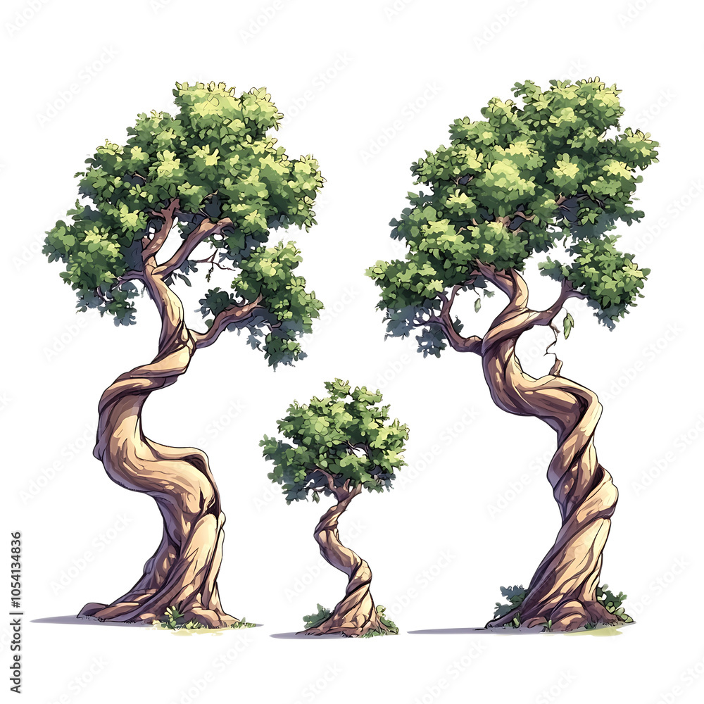 Poster ancient trees art concept featuring twisted forms
