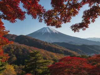 Majestic Mountain Peak with Vibrant Autumn Foliage