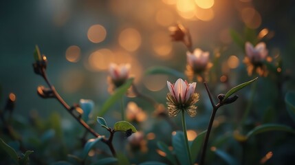 Close-Up of a Flower Bathed in Sunlight with Soft Background Lights