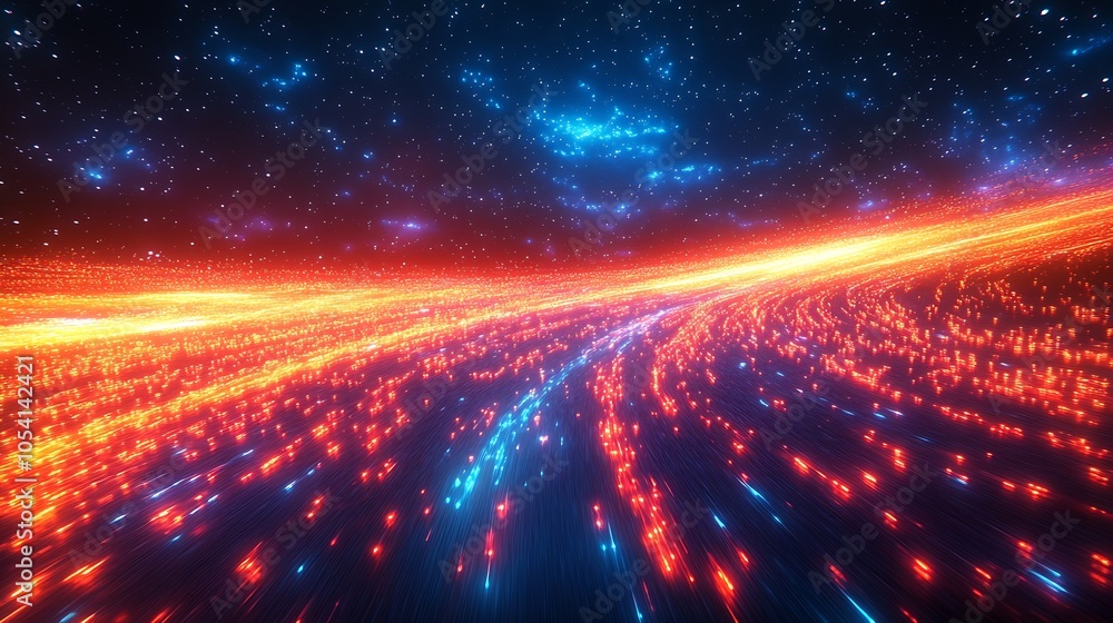 Aufkleber radiant cosmic pathways illuminating a starry universe in abstract themes : generative ai