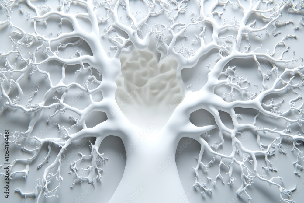 Aufkleber 3D rendering of interconnected roots and branches forming a natural network, symbolizing pantheistic unity and the connection between all living things in a visually striking style, symbolizing