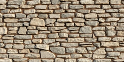 Fototapeta premium Rugged and weathered stone wall background with varying textures and shades of gray and brown, stone wall, ancient