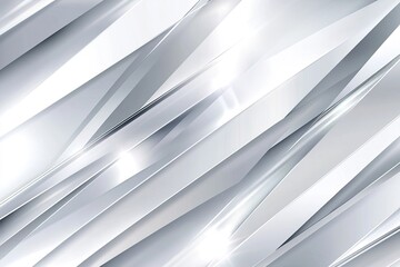 Obraz premium Abstract silver geometric background with diagonal lines and reflections.