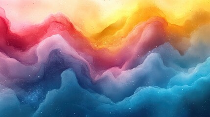 Obraz premium Abstract Watercolor Landscape with Swirling Colors and Glitter
