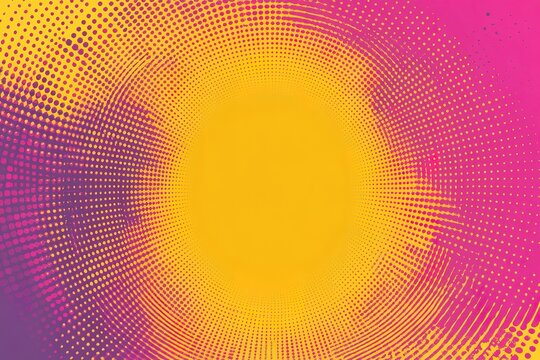 Abstract swirling background with yellow and pink dots.
