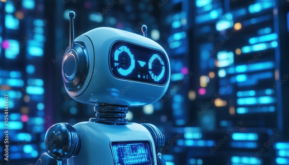 Poster illustration of chatbot artificial intelligence: abstract concept in form. ai, interactive support, 