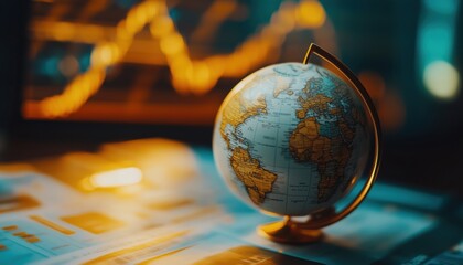 Illustration Of Macroeconomics: Flat Concept Of Finance Charts, Global Gdp, And Stock Capital Income Rates For Basic Economy Knowledge.