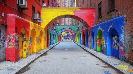 Colorful Archway Alleyway in Urban Setting