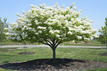 Fototapeta premium Stunning White Flower Tree in Full Bloom