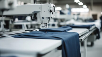 Industrial Sewing Machine in Textile Factory for Clothing Manufacture : Generative AI