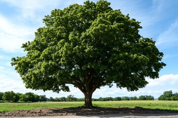 An ancient oak tree standing tall in a field with sunlight streaming through its branches, symbolizing the wisdom and divinity in nature cherished in pantheism, capturing strength and endurance