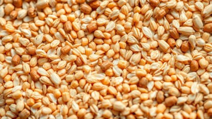 Fototapeta premium Close-up of various grains creating a textured background, bulgur, rice