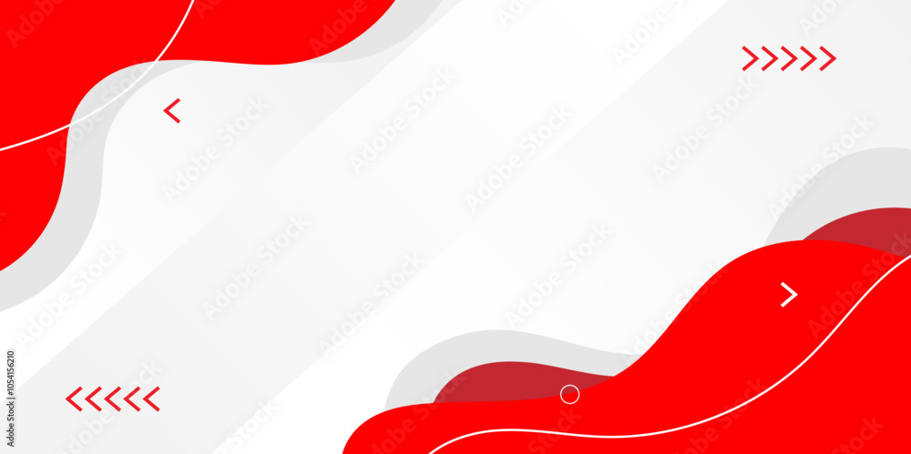 Poster red and white modern wavy abstract background vector illustration in gradient style. horizontal eleg