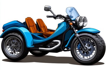 Obraz premium a 2D cartoon illustration of a motorcycle with a sidecar adventurous and fun white background