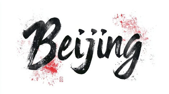 Beijing City symbol art poster in Brush Calligraphy.
