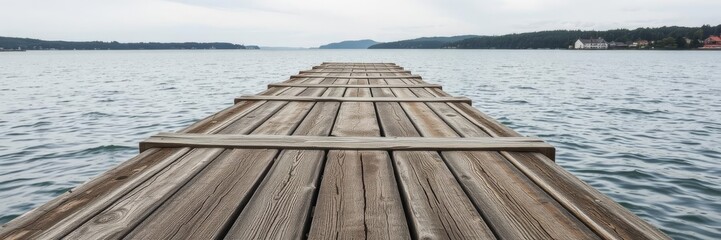 Fototapeta premium Weathered wooden dock with textured surface, pattern, rustic