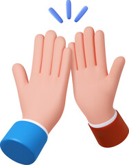 3d High five hand gesture.