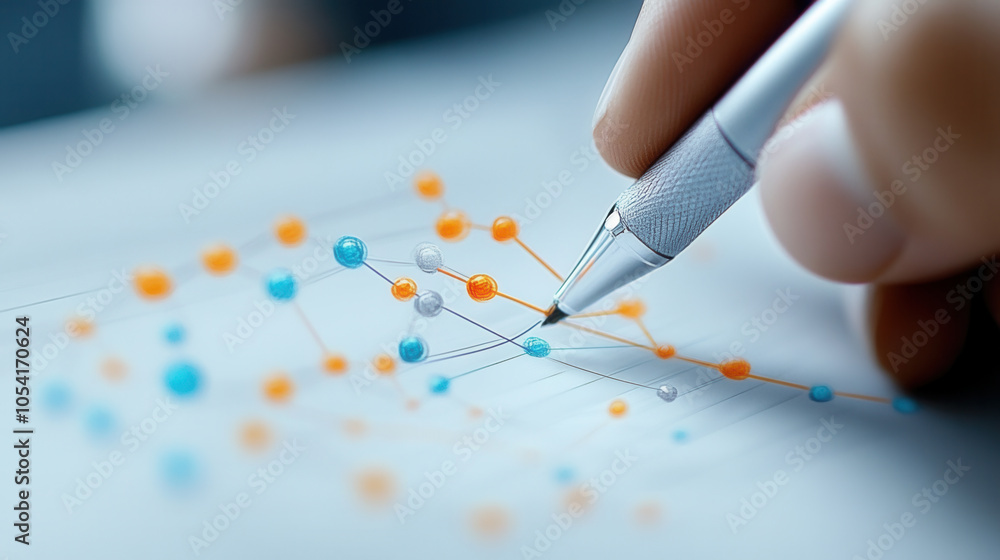 Poster close up of hand drawing success graph with colorful data points, showcasing analysis and growth. im