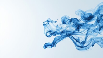 Flowing blue smoke on a white isolate background for creative use.
