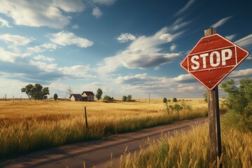 Vibrant red and white stop road sign for enhancing traffic safety and regulation measures
