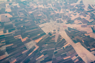 sky from the height of the flight of the plane with a view of the continent and countries