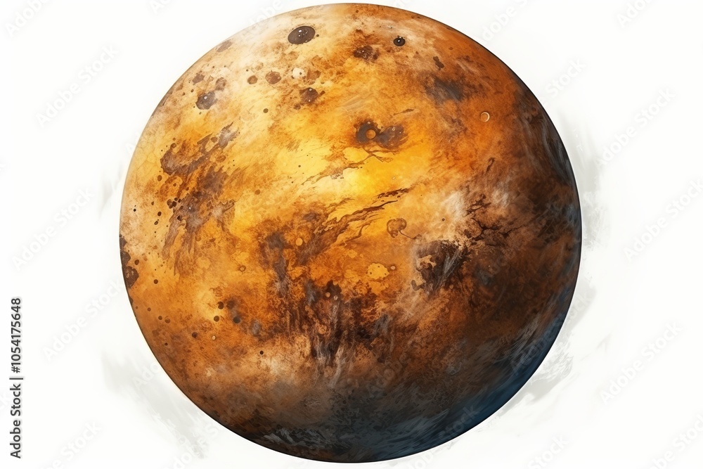 Poster inspiring astronomy visual isolated planet with detailed features on a white background