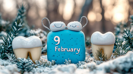 Dentist day concept with white paper teets.