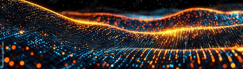 Poster a captivating abstract representation of light waves, showcasing shimmering colors and dynamic movem